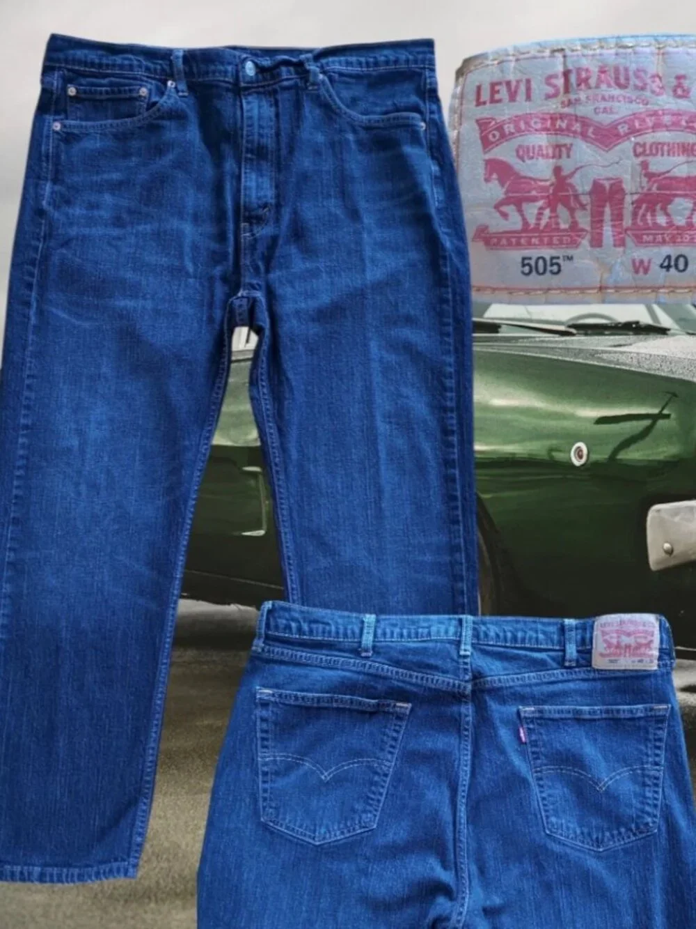 Levi's 505 Mens Regular Fit Denim Blue Jeans 40X29 (Actual Fit 38x28) Dark Wash